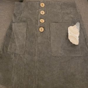 ALTAR'D STATE grey button down corduroy skirt with pockets new NWT size S Small